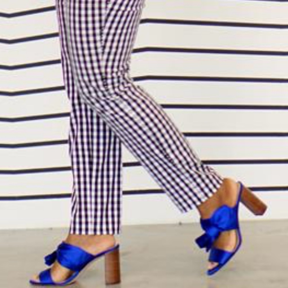 BRAND NEW! Ann Taylor royal blue satin high heel sandals with bows. - Picture 9 of 10